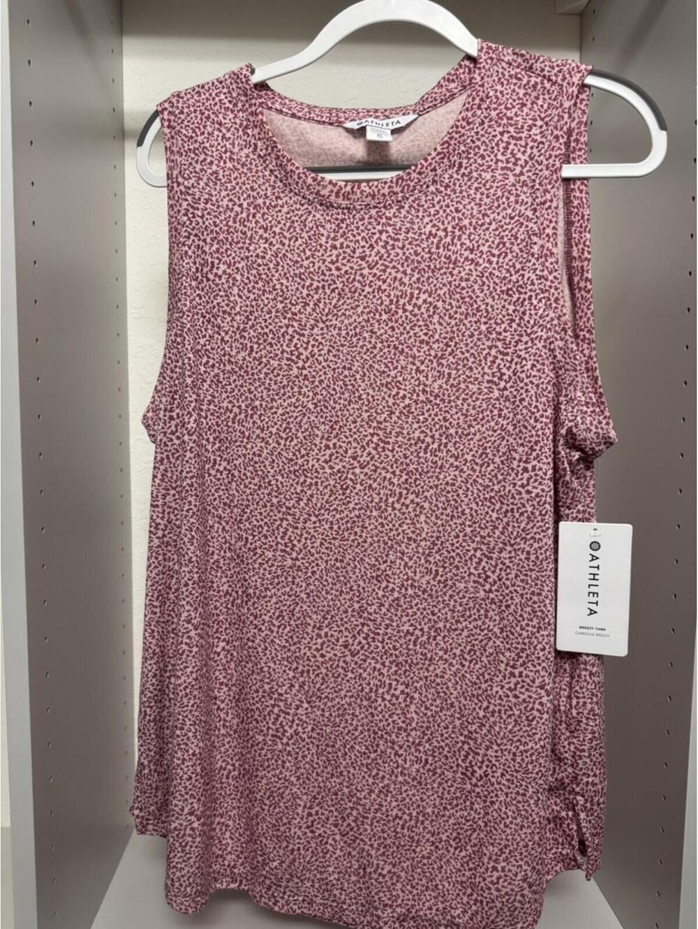 Athleta Sleeveless Pink Patterned Athletic Tank Top